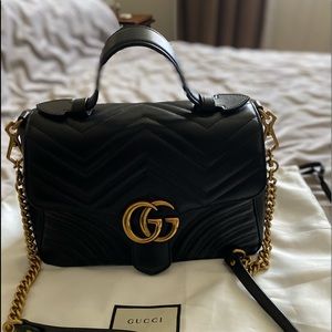 Gucci black leather small GG marmont